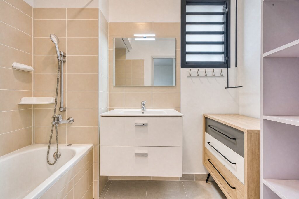 Salle de bains avec baignoire
